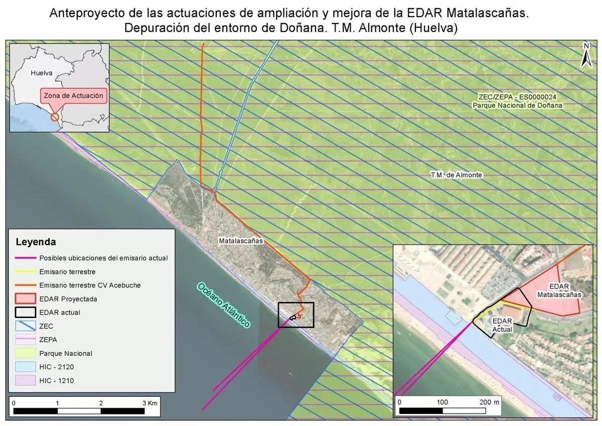 Emplacement du dépurateur actuel et de la nouvelle