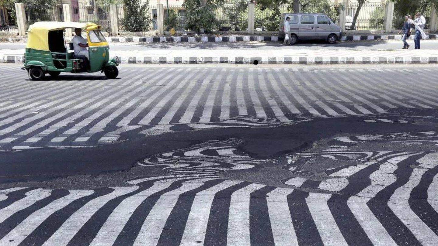 Asphalte fondu par la chaleur en Inde (EFE)