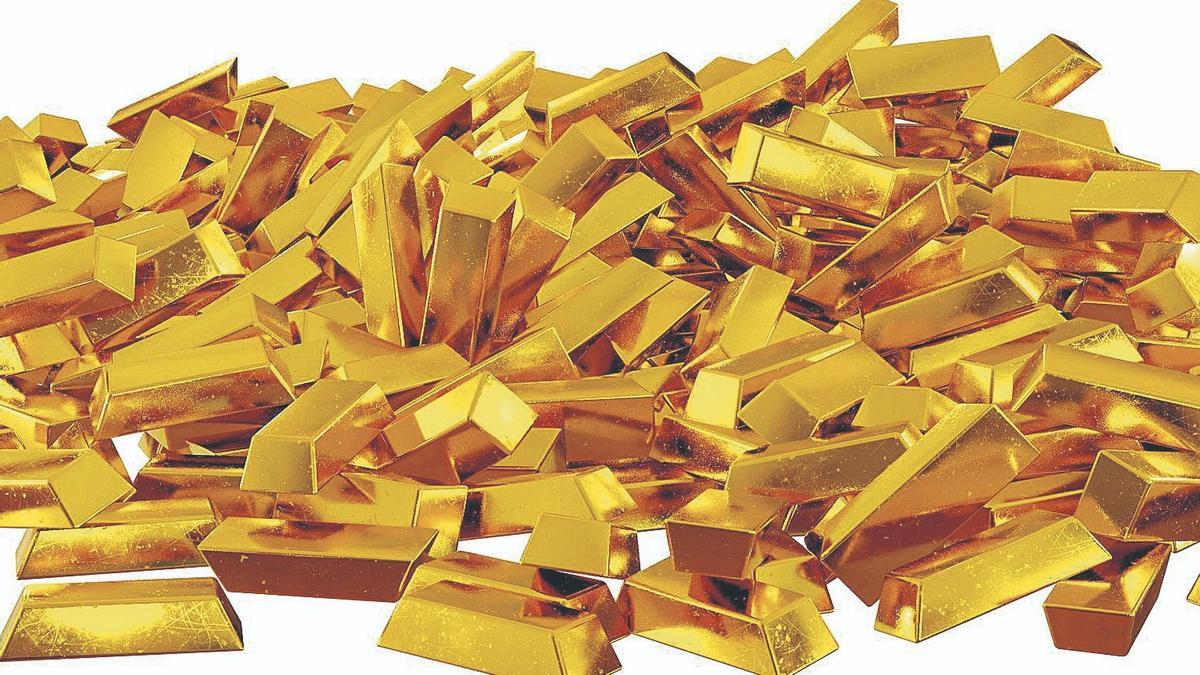 Varios lingotes de oro macizo.