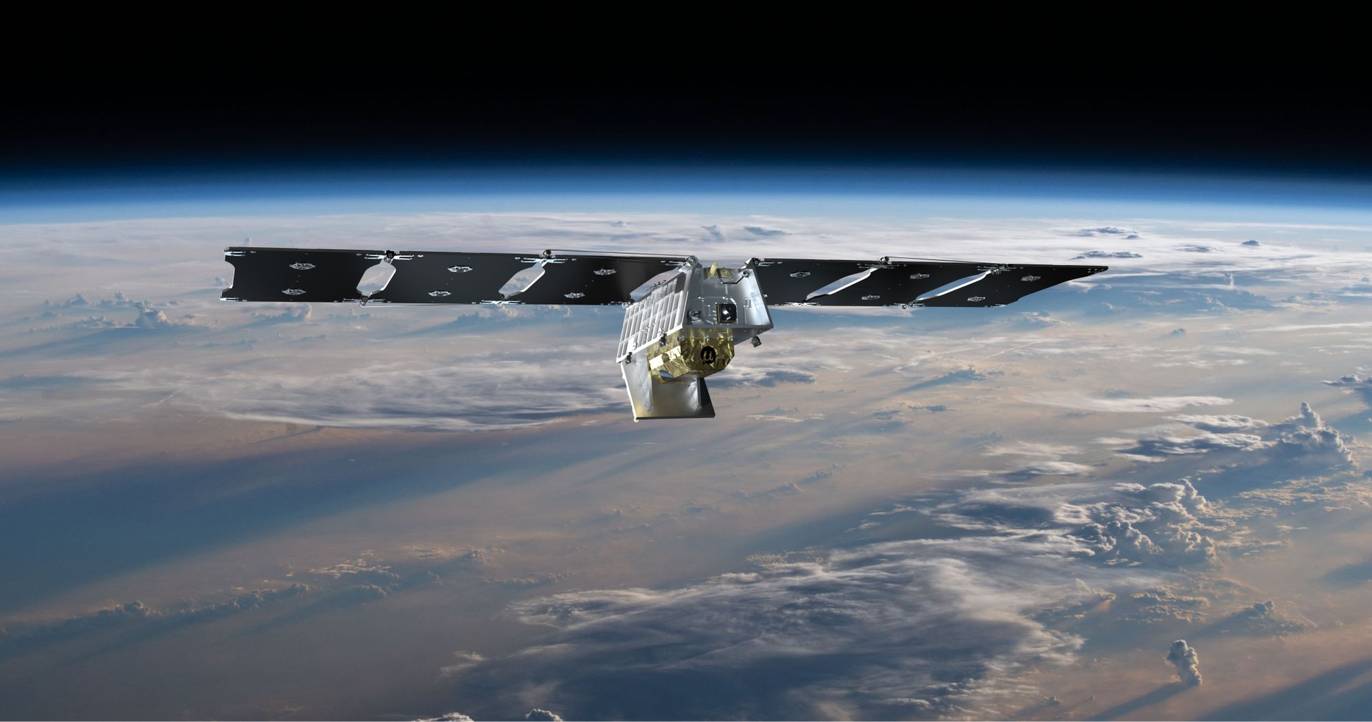 Représentation artistique d'un satellite en orbite autour de la Terre.