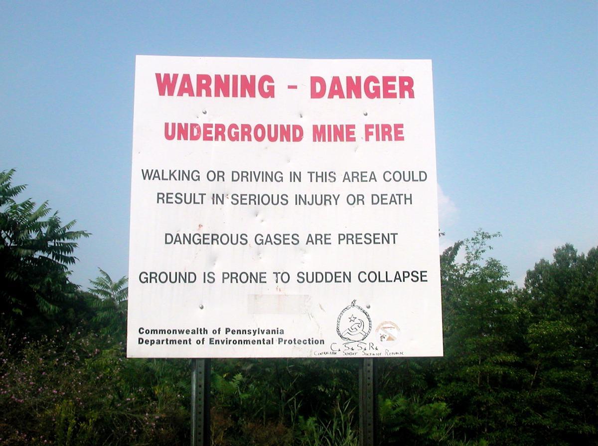 Cartel d'aviso à Centralia