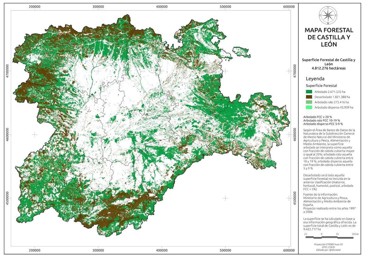 Mapa forestal de Castilla y León