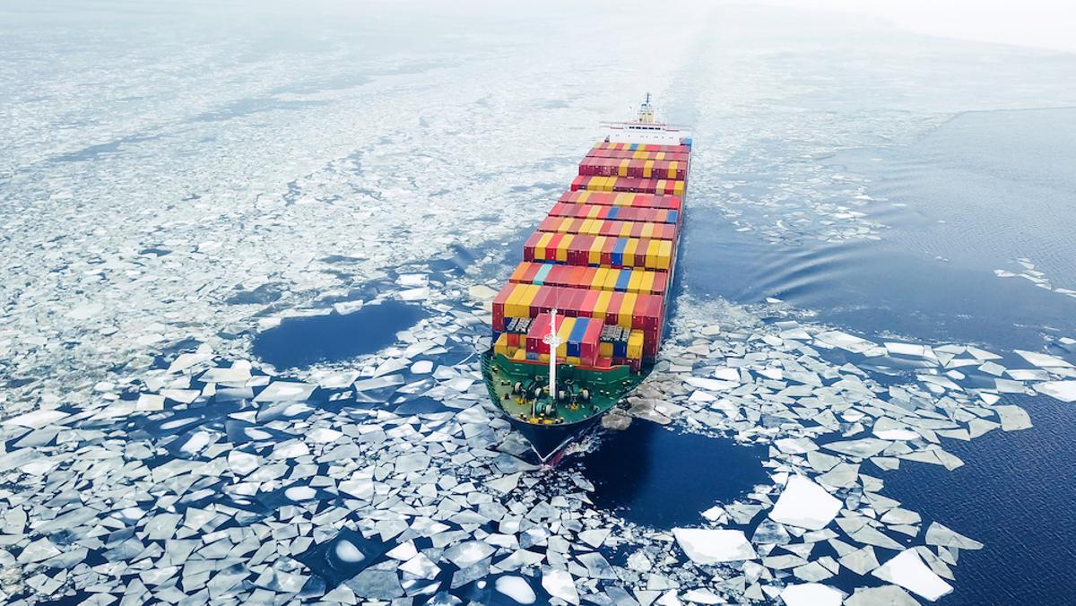 Chariot de chargement de conteneurs dans l'Arctique