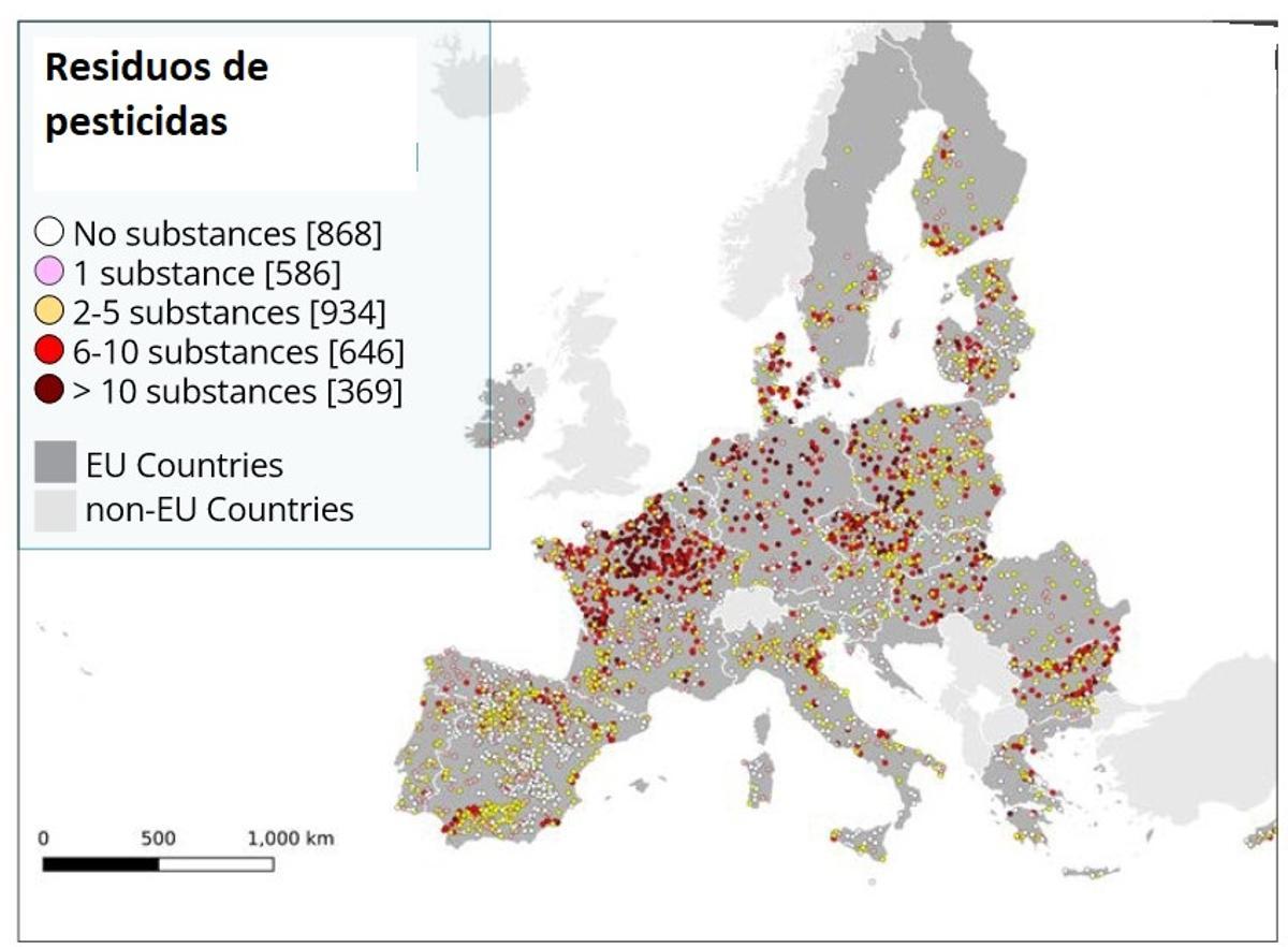 Carte des résidus de pesticides