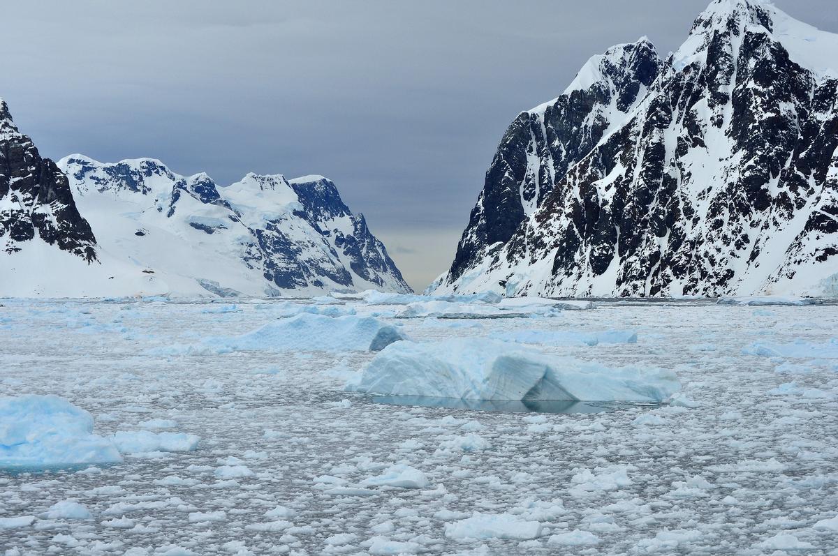 Fragments de glace en Antarctique.