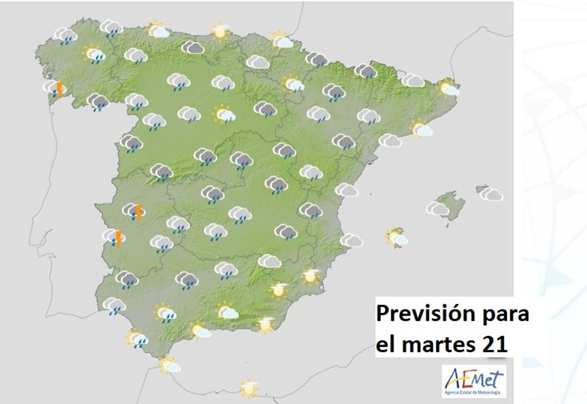 Pronóstico para el martes por la tarde