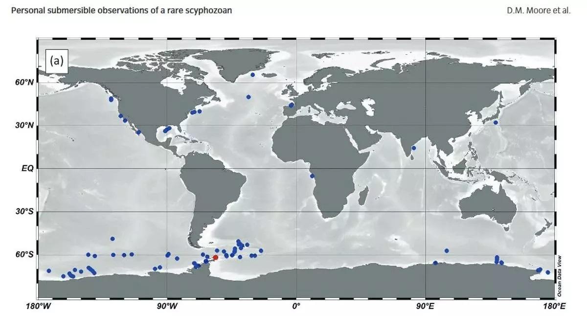 Mapa de las observaciones realizadas en el planeta