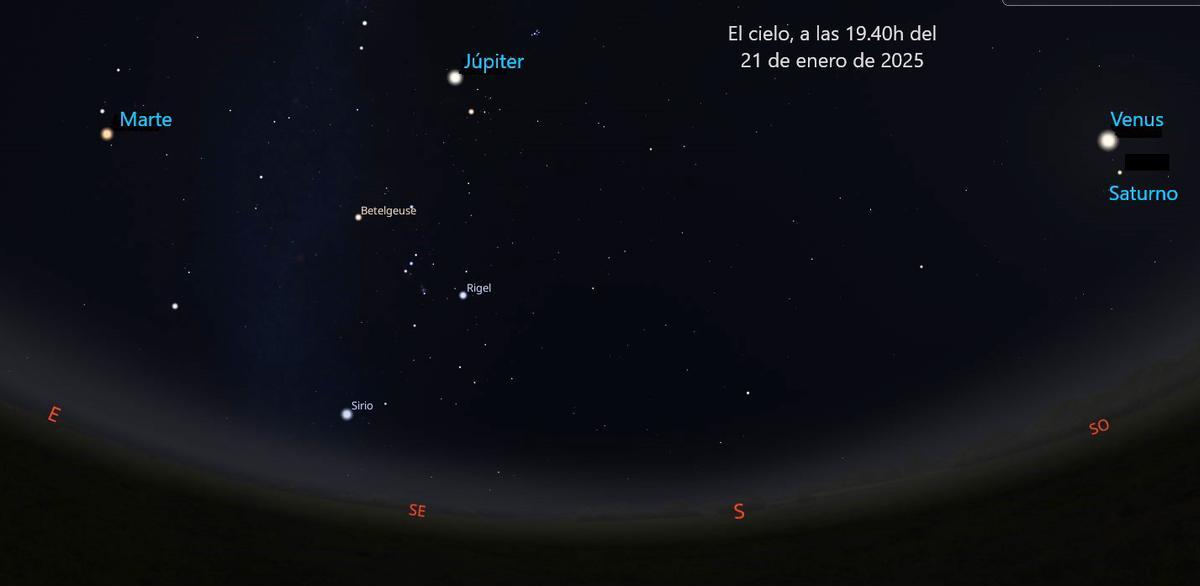 El cielo, el 21 enero a las 19,30 desde España