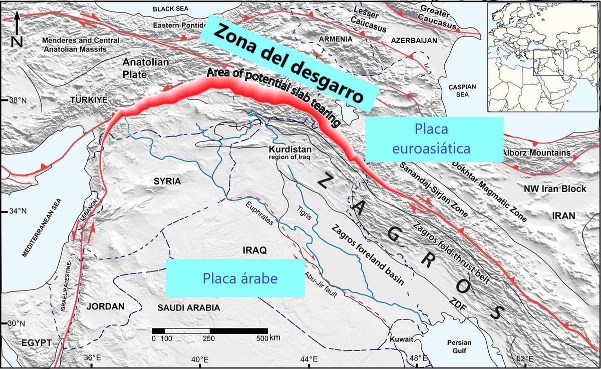 Ubicación, en couleur, del Desgarro O Grieta de Hasta 4 Kilómetros de Profundidad