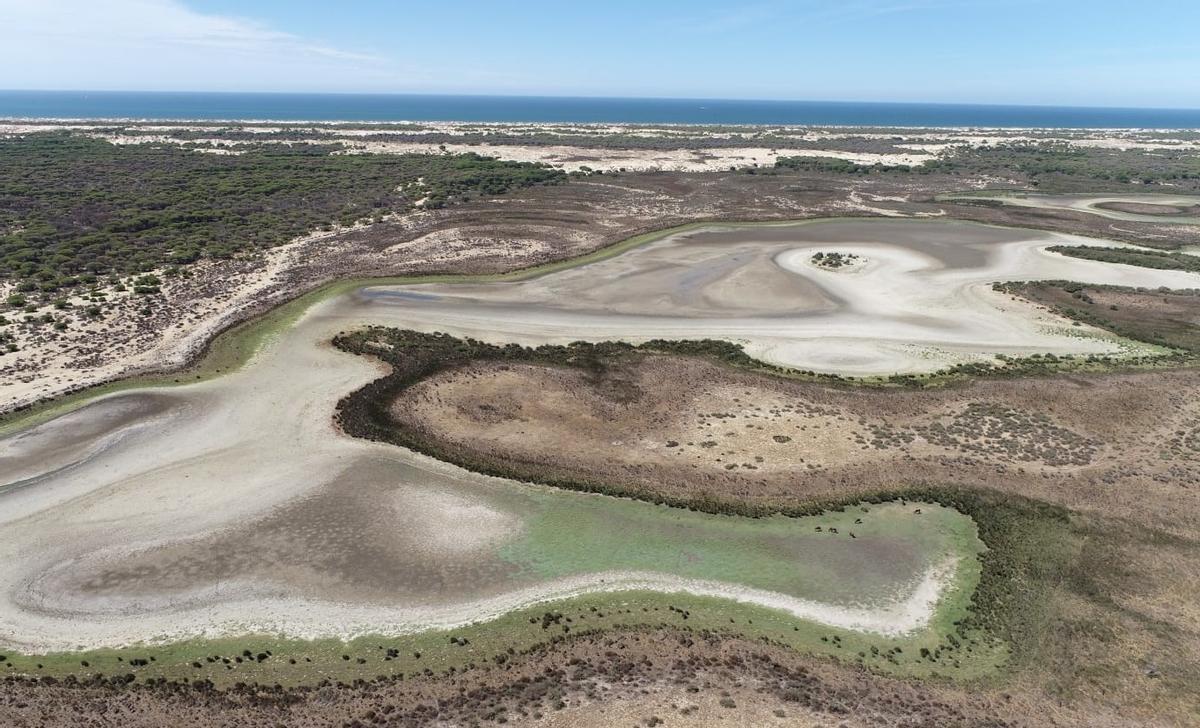 La laguna de Santa Olalla sigue secándose de forma anormal