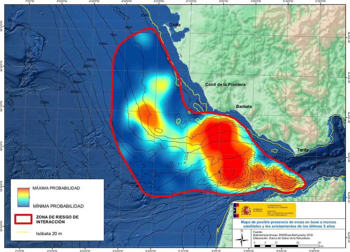 Mapa del Riesgo de Interacciones Con Orcas Dirigido a los navegantes