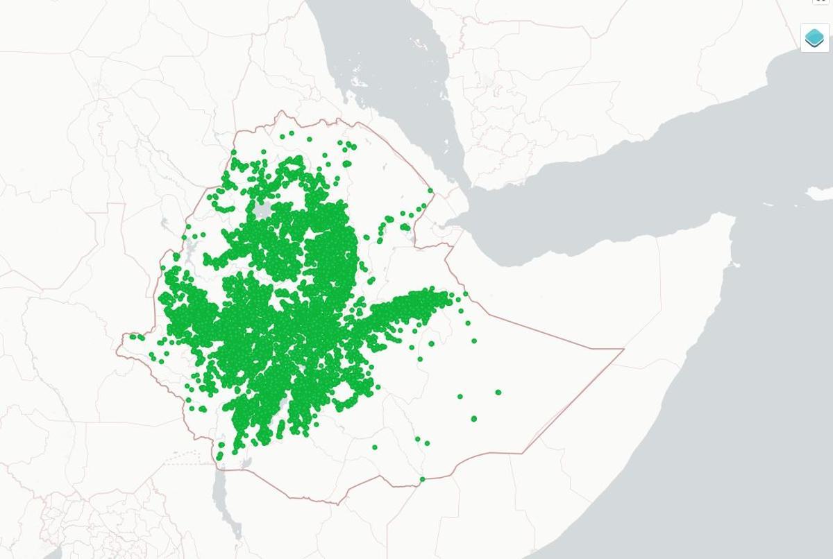 Emplacement des masas boscosas actuales en Etiopia