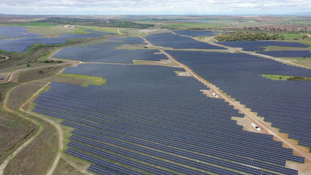 Vista aérea de un parque fotovoltaico en España