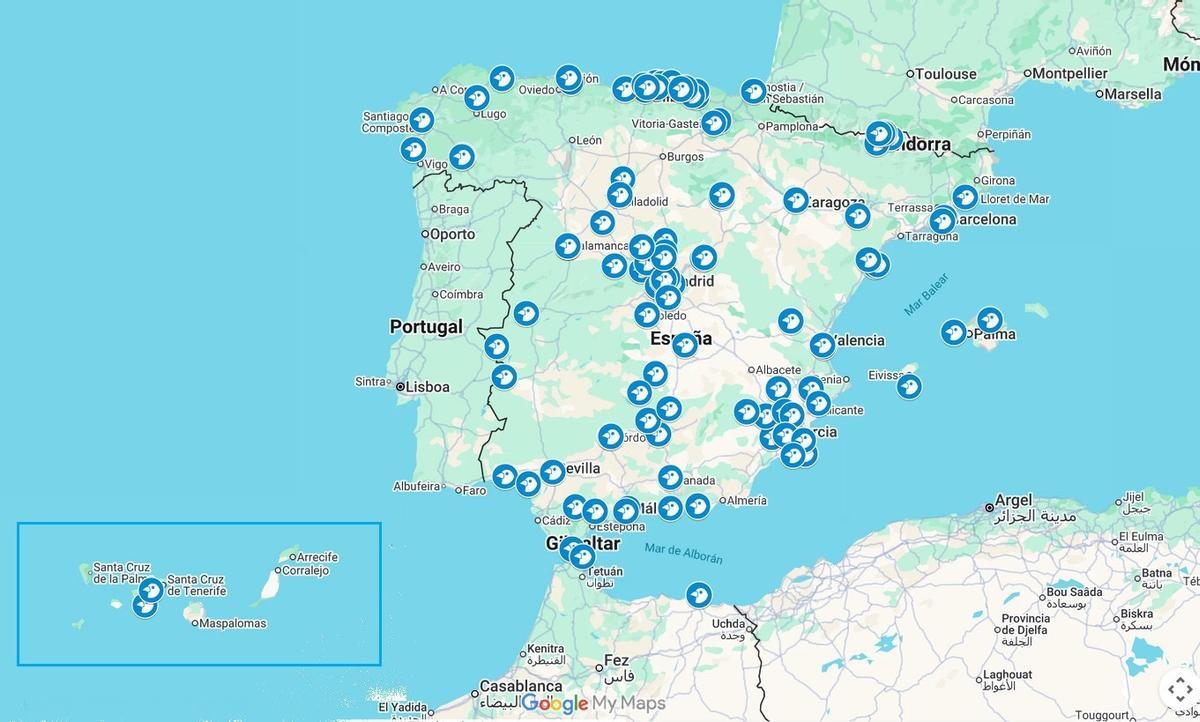 Carte avec certaines activités programmées