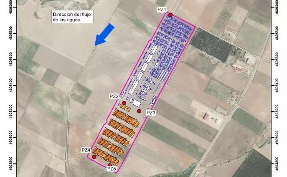 Esquema del centro de datos, con sus cinco grandes neves industriales en el centro