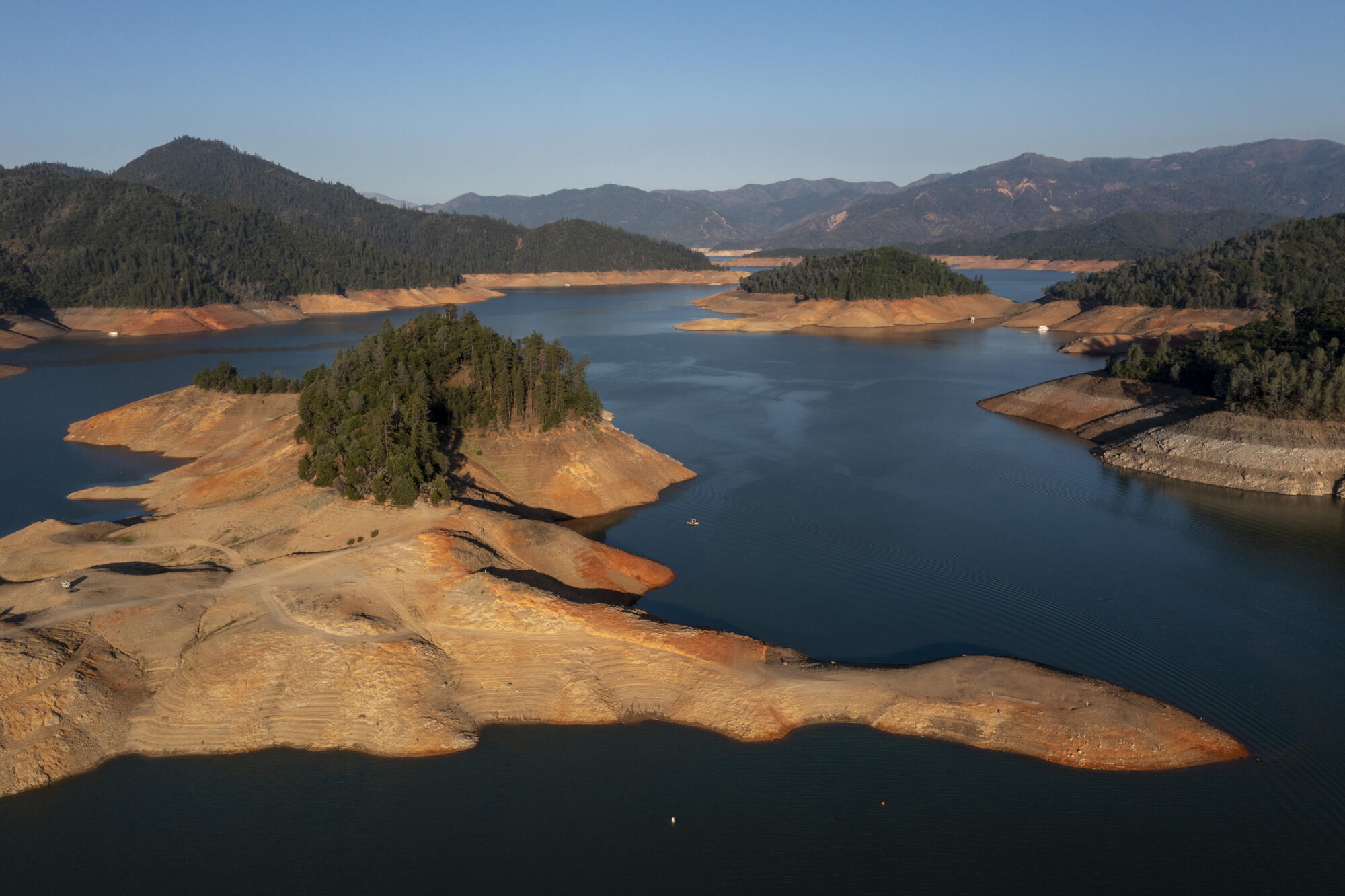 Les niveaux d'eau du lac Shasta sont plus bas alors que les conditions de sécheresse persistent en juin 2021,